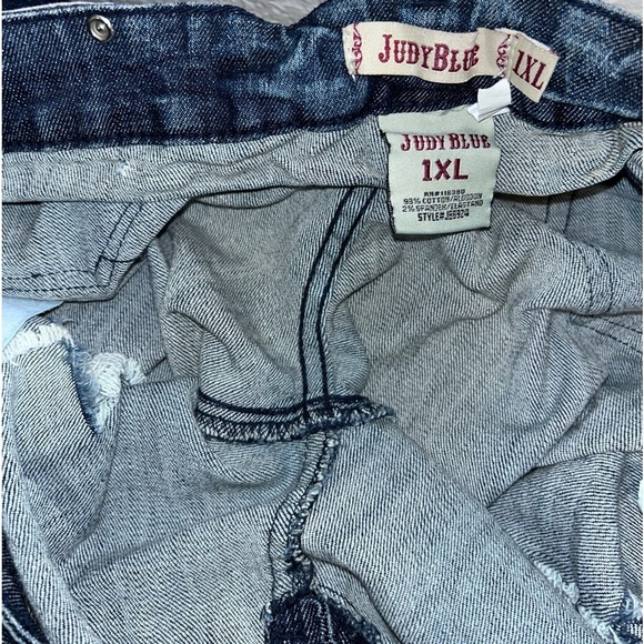 JUDY BLUE Distressed Dark Wash Denim Jeans Size 1XL - Picture 11 of 11